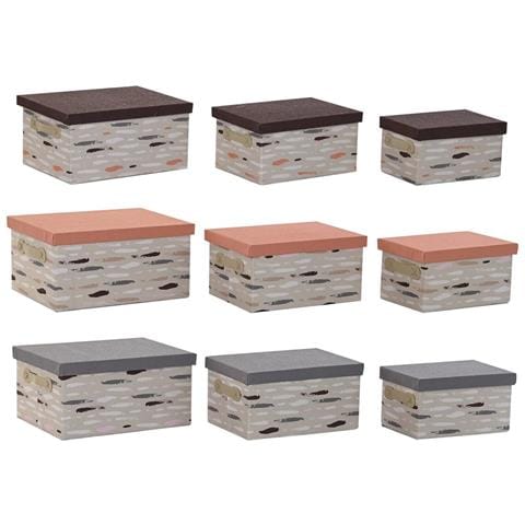 Set Di Scatole Per Sistemare Impilabili Dkd Home Decor Marrone Grigio Arancio 40 X 30 X 20 Cm - Foto 2