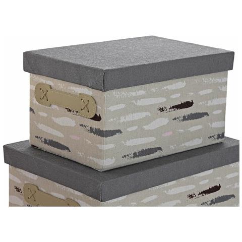 Set Di Scatole Per Sistemare Impilabili Dkd Home Decor Marrone Grigio Arancio 40 X 30 X 20 Cm - Foto 4