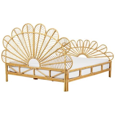 Letto Matrimoniale Rattan Legno Chiaro 160 X 200 Cm Florentine - Foto 2