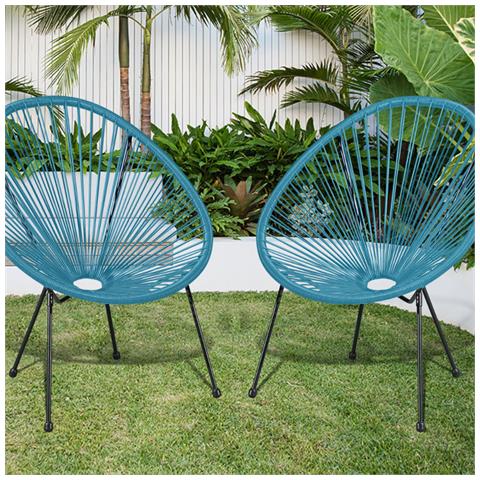 Set Di 2 Sedie Da Giardino Blu Acapulco - Foto 2