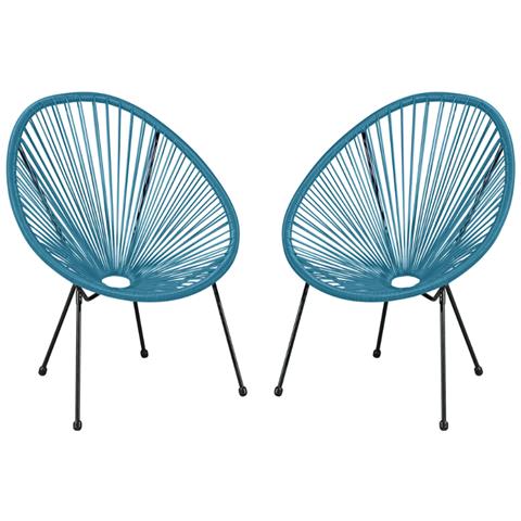 Set Di 2 Sedie Da Giardino Blu Acapulco - Foto 1