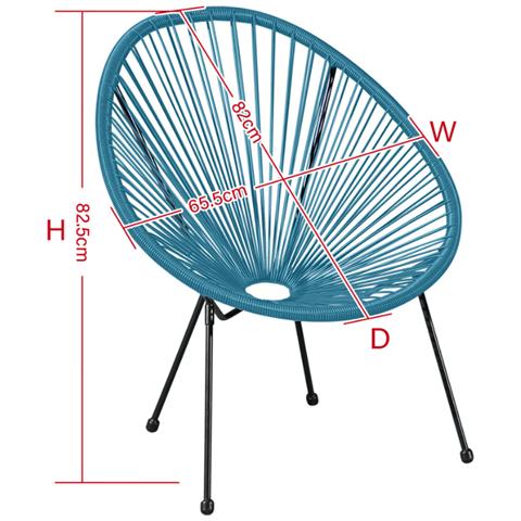 Set Di 2 Sedie Da Giardino Blu Acapulco - Foto 3