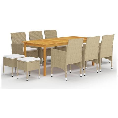 Set Mobili Da Pranzo Per Giardino 11 Pz Beige - Foto 1