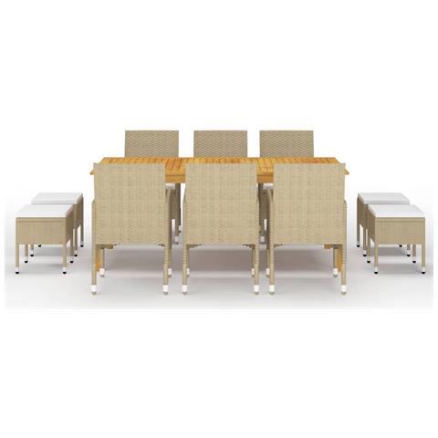 Set Mobili Da Pranzo Per Giardino 11 Pz Beige - Foto 2