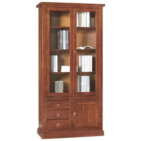 Vetrina 3 Ante Arte Povera In Legno Tinta Noce 90x41x186 - Foto 1