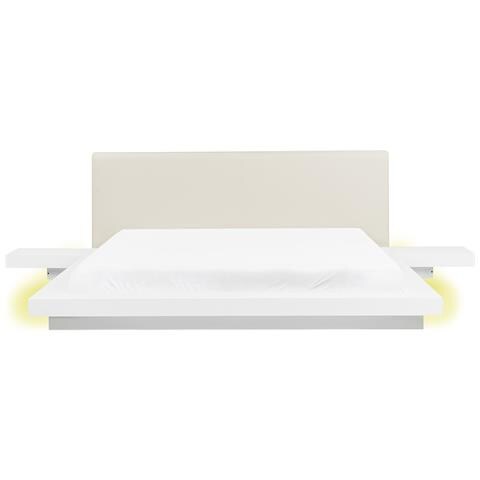 Letto Matrimoniale Led Ecopelle Bianco 180 X 200 Cm Zen - Foto 2