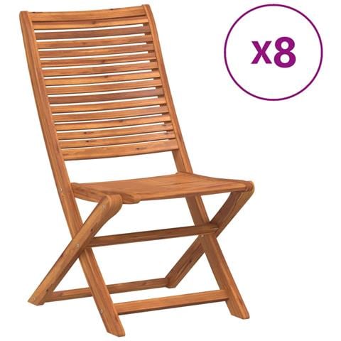 Sedie Da Giardino Pieghevoli 8 Pz Legno Massello Di Acacia - Foto 2