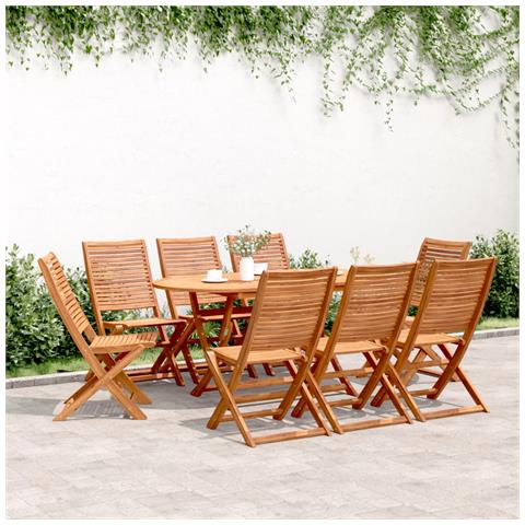 Sedie Da Giardino Pieghevoli 8 Pz Legno Massello Di Acacia - Foto 1