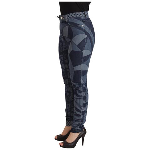 Jeans Skinny In Denim A Vita Alta Floreale Blu - It40-s - Foto 2