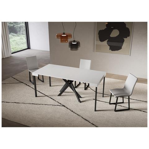 Consolle Allungabile 90x40/300 Cm Saki Bianco Frassino Gambe Antracite - Foto 2