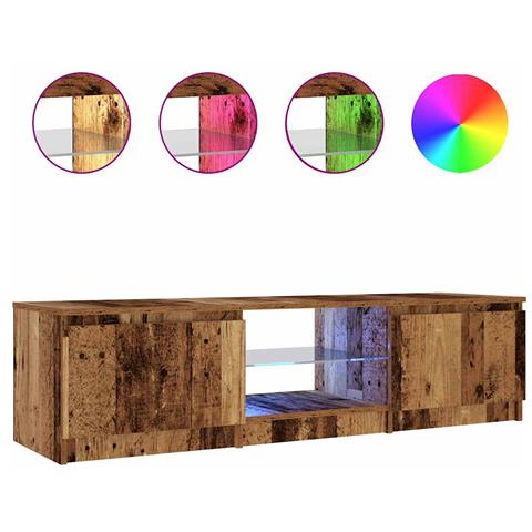 Mobile Porta TV con LED Legno Antico 140x40x35,5 cm Multistrato - Foto 1