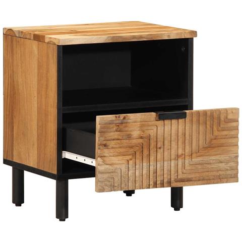 Comodino 40x33x46 cm in Legno Massello di Acacia - Foto 1