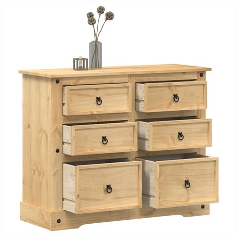Cassettiera Corona 110x43x91 Cm In Legno Massello Di Pino - Foto 1
