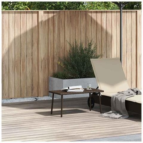 Tavolino Giardino Rettangolare Marrone 80x40x37 Cm Polyrattan - Foto 2