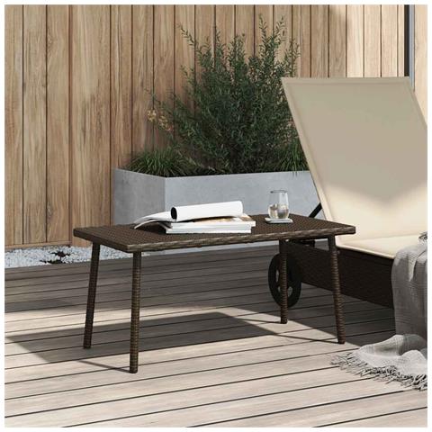 Tavolino Giardino Rettangolare Marrone 80x40x37 Cm Polyrattan - Foto 3
