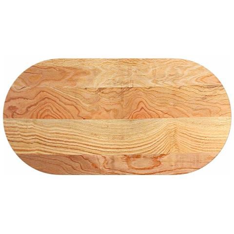 Piano Tavolo Marrone Chiaro 100x50x4cm In Rovere Massello Ovale - Foto 2