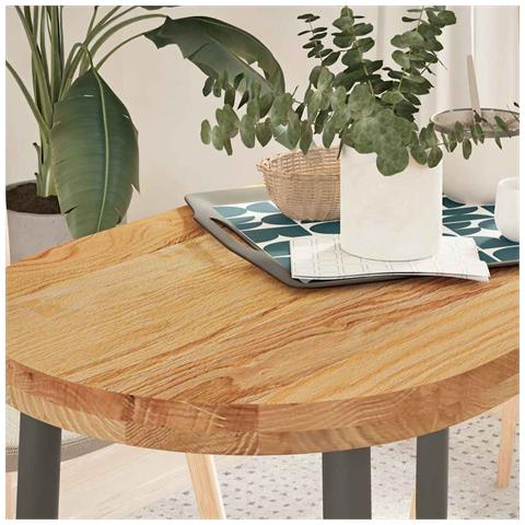 Piano Tavolo Marrone Chiaro 100x50x4cm In Rovere Massello Ovale - Foto 1