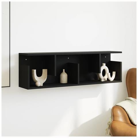 Mobile A Parete 100x20x30 Cm Nero In Legno Multistrato - Foto 3