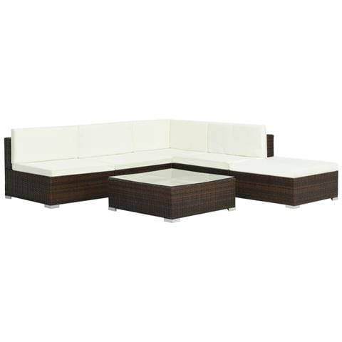 Lusso Casadino -  Set Divani Da Giardino 6 Pz Con Cuscini In Polyrattan Marrone - Foto 1