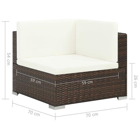 Lusso Casadino -  Set Divani Da Giardino 6 Pz Con Cuscini In Polyrattan Marrone - Foto 8