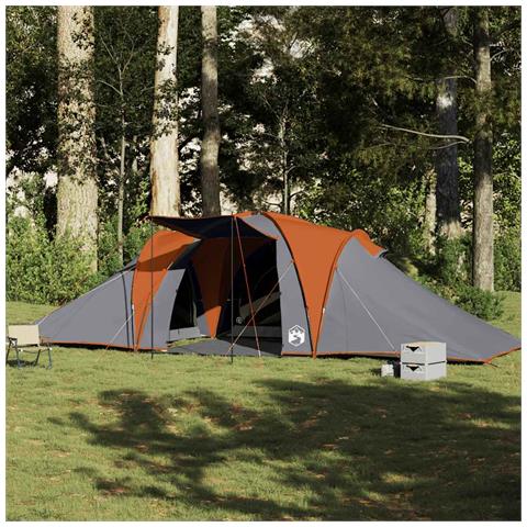 Tenda da Campeggio a Cupola 6 Persone Grigio e Arancione - Foto 1