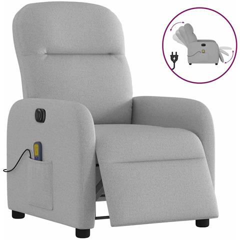 Poltrona Reclinabile Massaggio Elettrica Grigio Nuvola Tessuto - Foto 1