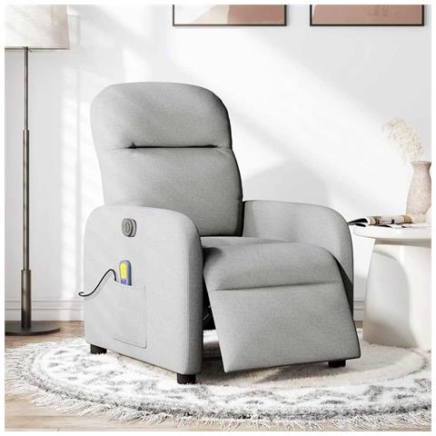 Poltrona Reclinabile Massaggio Elettrica Grigio Nuvola Tessuto - Foto 2