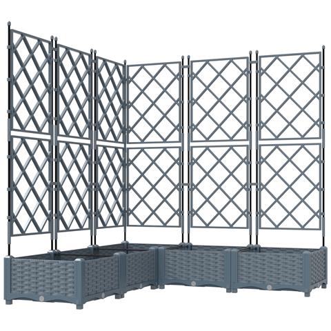 Vaso da Giardino con Trellis 5 pz Grigio Chiaro 120x120x125.5 cm - Foto 1