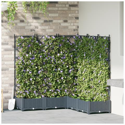 Vaso da Giardino con Trellis 5 pz Grigio Chiaro 120x120x125.5 cm - Foto 2