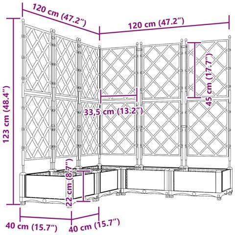 Vaso da Giardino con Trellis 5 pz Grigio Chiaro 120x120x125.5 cm - Foto 8