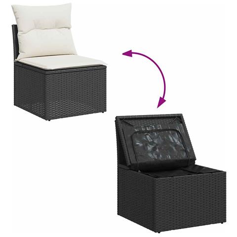 Set Divani da Giardino con Cuscini 7pz Nero Polyrattan Acacia - Foto 9