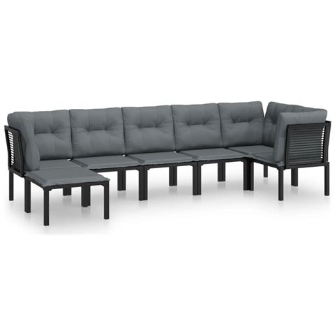 Set Salotto da Giardino 7 pz Nero e Grigio in Polyrattan - Foto 1