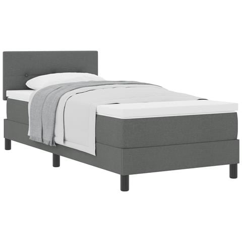 Letto Box Spring con Materasso Grigio Scuro 80x200 cm in Tessuto - Foto 1