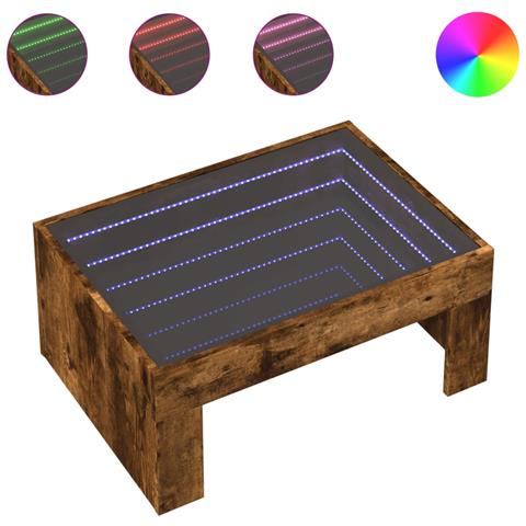 Tavolino da Salotto con LED Infinity Rovere Fumo 70x50x30 cm - Foto 1