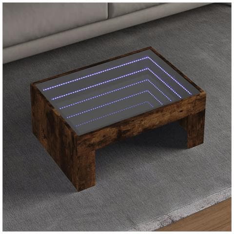 Tavolino da Salotto con LED Infinity Rovere Fumo 70x50x30 cm - Foto 2