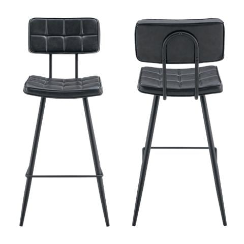 Set Di 2 Sgabelli Da Bar Fernand In Similpelle Nera - Foto 8