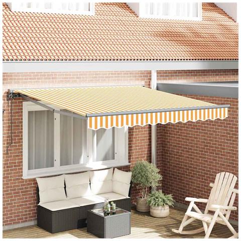 Tenda Retrattile Giallo e Bianco 300x250 cm Tessuto - Foto 2