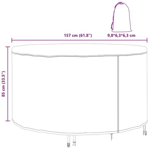 Copertura per mobili da esterno 157 x 157 x 85 cm Tessuto 210D - Foto 9