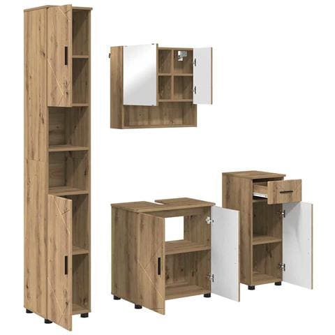 Set di mobili per il bagno con porta 4 pcs rovere artigianale - Foto 1