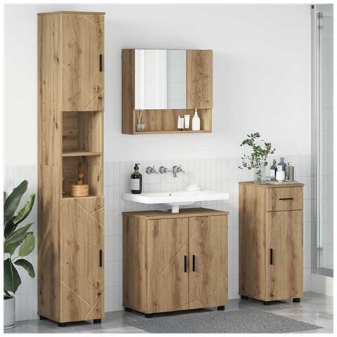 Set di mobili per il bagno con porta 4 pcs rovere artigianale - Foto 2