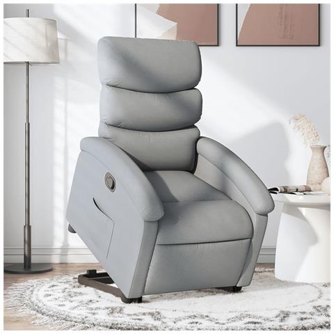 Poltrona Alzapersona Reclinabile Grigio Chiaro in Tessuto - Foto 2
