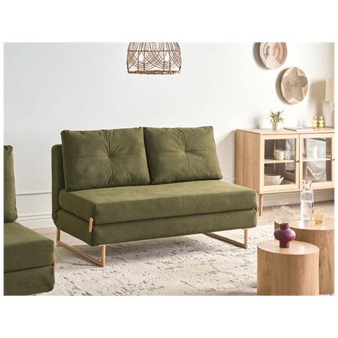 Divano Letto 3 Posti Jerslev Tessuto Verde - Foto 1