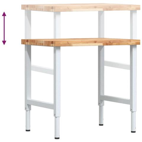 Banco Lavoro 80x60x(73-99,5) cm Legno di Faggio Rettangolare - Foto 9