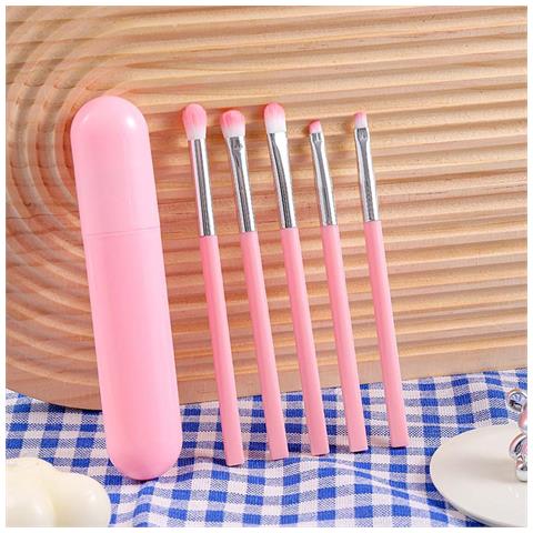 Set Di 5 Pennelli Per Ombretto - Setole Sintetiche Morbide Per Sfumature Perfette Pink - Foto 2