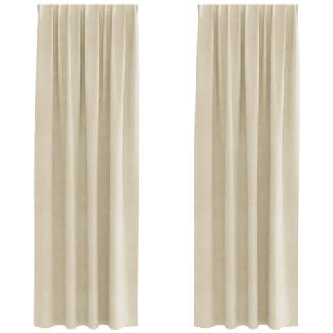 Tende con tende 2 pcs Crema 140 x 225 cm Velluto - Foto 1