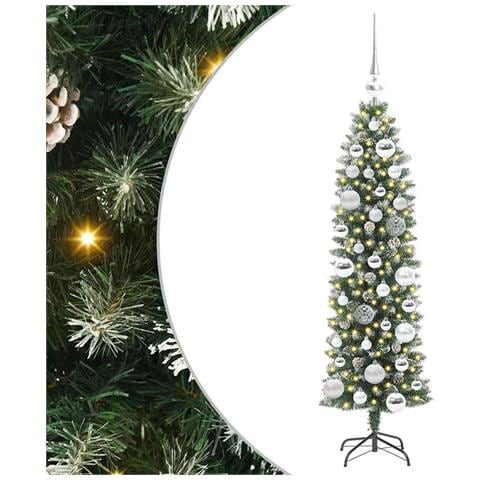 Albero di Natale Artificiale Sottile Verde e Bianco 120 cm - Foto 1