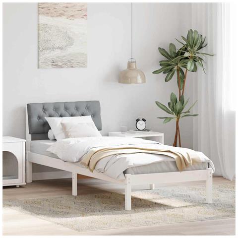 Struttura del Letto Bianco e grigio chiaro 75 x 190 cm - Foto 2