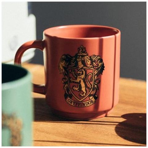 Set 4 Tazze In Ceramica Da 300 Ml Con Supporto In Metallo Case Di Hogwarts, Multicolore - Foto 2
