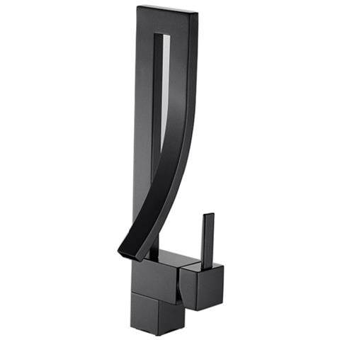 Rubinetto per lavabo da bagno, Blackswan, tipo M296, modello a cascata nero opaco, misura 34 cm - Foto 1