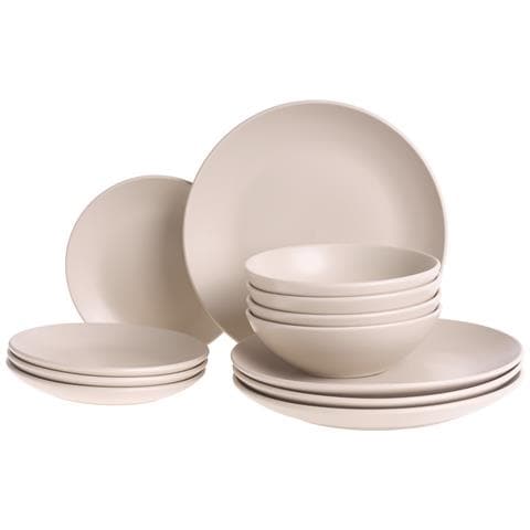 Set Di 18 Stoviglie Vivani Gres Porcellanato Beige Chiaro - Foto 2